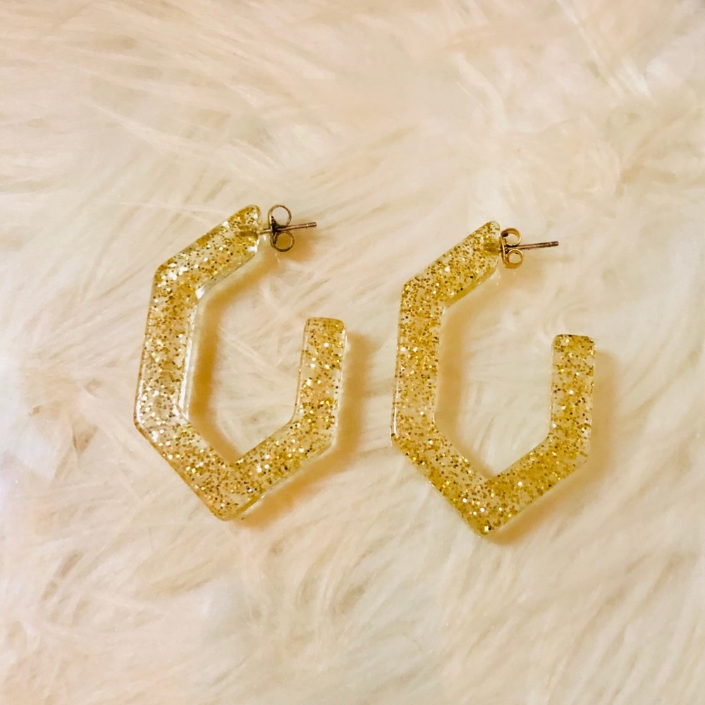 Madewell Glitter Geometric Hoops